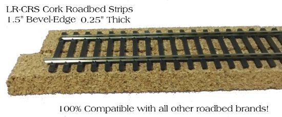 RRCRAFTSMAN 16 Pieces Cork Roadbed 2" wide beveled strips, 6mm thick by 36" long (48 feet total) HO Scale LR-CB-H6-C3