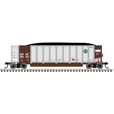Atlas 20007704 Aluminum Coal Gondola - Ready to Run -- BNSF Railway #668477 (aluminum, Boxcar Red, Circle/Cross Logo) HO Scale