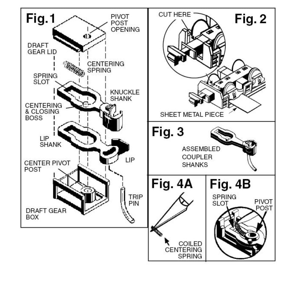 Micro Trains 00132110 1155 Locomotive Coupler Conversion Kits w/Pilot Face -- Atlas GP7 or GP9 (black pilot) (1980s Kato-made units w/truck mounted coupler) N Scale