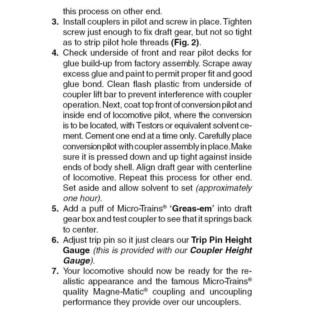 00133060 MICRO TRAINS / 001 33 060 COUPLER CONVERSION KIT (1168) N SCALE BACHMANN C40-8W