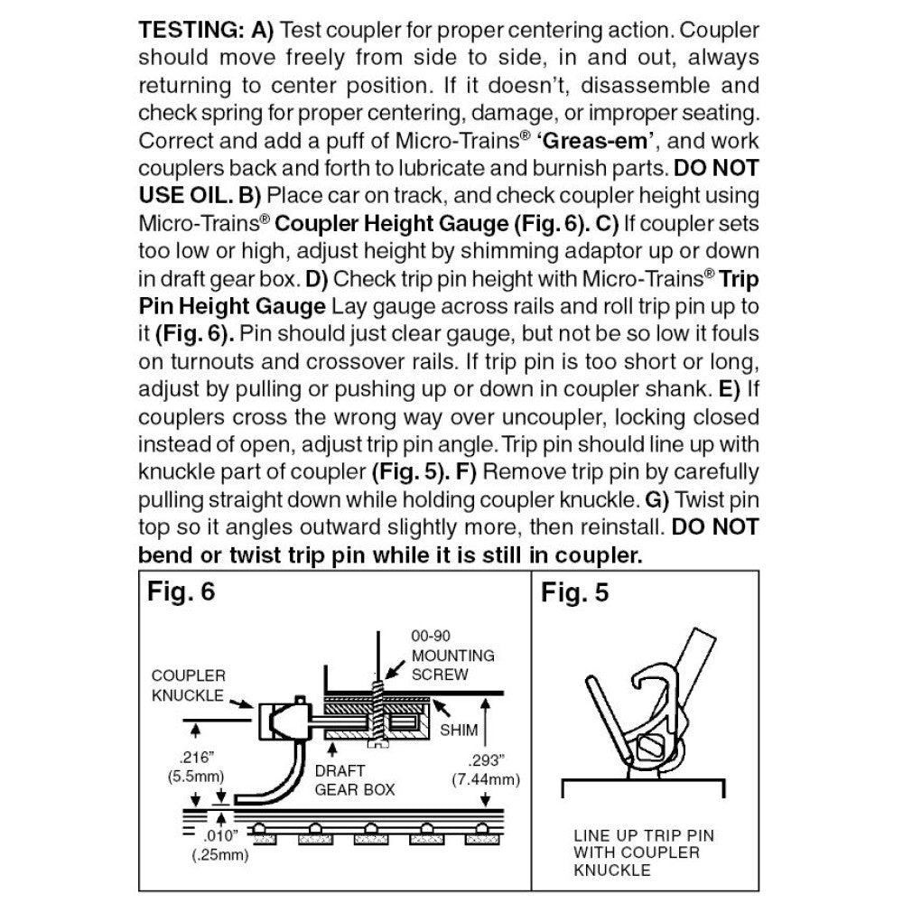 00141030 MICRO TRAINS / 001 41 030 COUPLER CONVERSION KIT (1161) N SCALE KATO U30C
