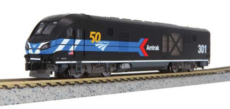 Kato 176-6050 Siemens ALC-42 Charger Amtrak #301 (Day One Scheme, 50th Anniversary; black, blue, red, white) Standard DC N Scale