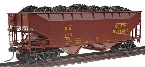Kadee 7027 50' 2 Bay Open Hopper SB - South Buffalo Railroad Company #120 (Boxcar Red) HO Scale