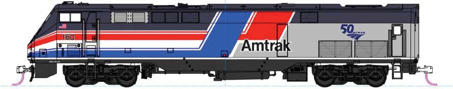 Kato 176-6038 GE P42 Genesis Amtrak #160 (Phase III, Hockey Stick, silver, red, white, blue, 50th Anniversary) N Scale