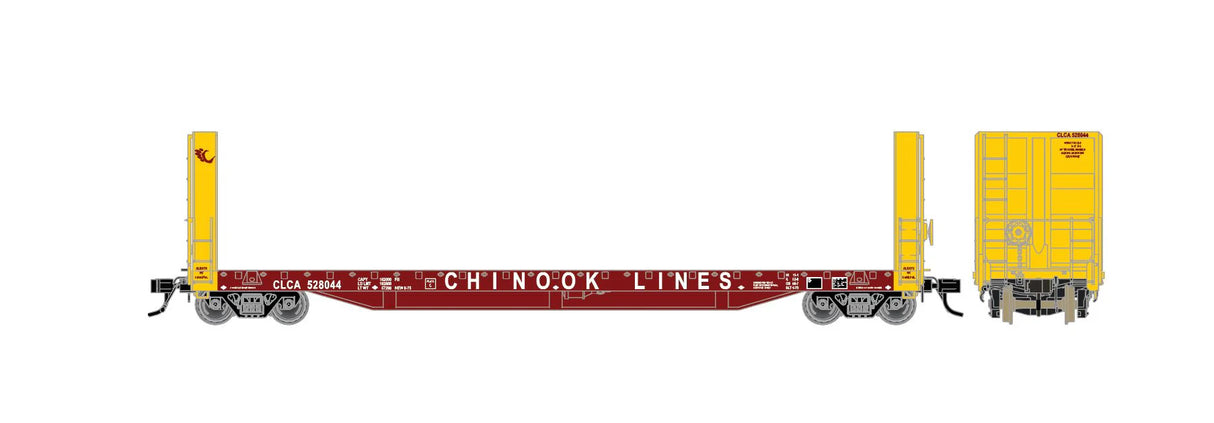 HomeShops HFF-008-002 CLCA 528087 - HO-Scale Chinook Lines Atlas 51'6" Bulkhead Flatcar