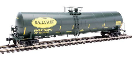 Walthers Mainline 910-1257 Trinity 25,000-Gallon Tank Car Dana Transportation DNAX #125013 (black, yellow stripes & Railcare logo) HO Scale