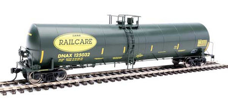 Walthers Mainline 910-1259 Trinity 25,000-Gallon Tank Car Dana Transportation DNAX #125032 (black, yellow stripes & Railcare logo) HO Scale