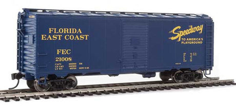 Walthers Mainline 2715 40' AAR Modified 1937 Boxcar Florida East Coast #21008 (blue, yellow; Speedway to America's Playground) HO Scale