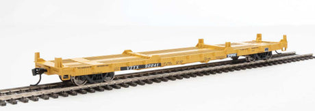 Walthers 910-5350 60' Pullman-Standard Flatcar TTX VTTX #92241 (20' and 40' container loading, yellow, black, white) HO Scale