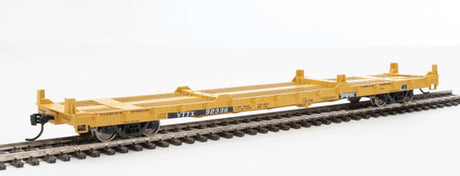Walthers 910-5354 60' Pullman-Standard Flatcar TTX VTTX #92336 (20' and 40' container loading, yellow, black, white) HO Scale