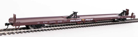 Walthers Mainline 910-5712 89' Channel Side Flatcar Trailer-Train #150074 (1960s Brown, 40' Trailer Service) HO Scale