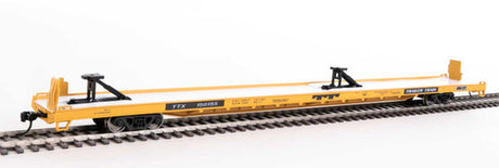 Walthers Mainline 910-5715 89' Channel Side Flatcar Trailer-Train #150155 (yellow, black; 40' Trailer Service) HO Scale
