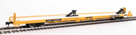 Walthers Mainline 910-5717 89' Channel Side Flatcar Trailer-Train #151360 (yellow, black; 40' Trailer Service) HO Scale