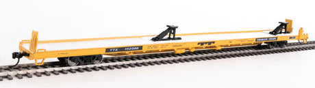 Walthers Mainline 910-5718 89' Channel Side Flatcar Trailer-Train #152588 (yellow, black; 40' Trailer Service) HO Scale