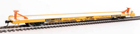Walthers Mainline 910-5721 89' Channel Side Flatcar Trailer-Train KTTX #154838 (yellow, black; Twin 45') HO Scale