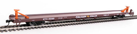 Walthers Mainline 910-5727 89' Channel Side Flatcar Trailer-Train KTTX #150185 (1960s brown, Twin 45') HO Scale