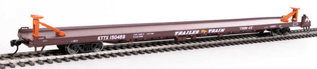Walthers Mainline 910-5728 89' Channel Side Flatcar Trailer-Train KTTX #150469 (1960s brown, Twin 45') HO Scale