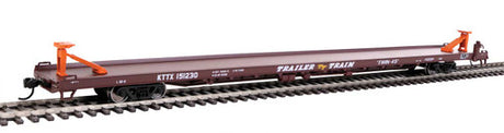 Walthers Mainline 910-5730 89' Channel Side Flatcar Trailer-Train KTTX #151230 (1960s brown, Twin 45') HO Scale