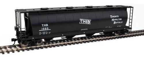 Walthers 910-7864c Toronto, Hamilton & Buffalo TH&B #1505 (black, white; Bow Tie Logo) 59' Cylindrical Hopper HO Scale
