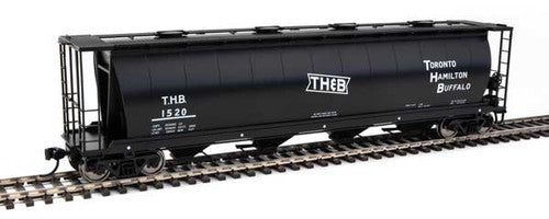 Walthers 910-7866c Toronto, Hamilton & Buffalo TH&B #1520 (black, white; Bow Tie Logo) 59' Cylindrical Hopper HO Scale