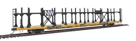 Walthers 910-8015 89' Flatcar w/Bi-Level Open Auto Rack N&W - Norfolk & Western Rack, Trailer Train Flatcar TTBX #963768 HO Scale