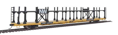 Walthers 910-8016 89' Flatcar w/Bi-Level Open Auto Rack N&W - Norfolk & Western Rack, Trailer Train Flatcar TTBX #963770 HO Scale