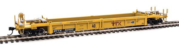 Walthers 910-8416 Thrall Rebuilt 40' Well Car TTX DTTX #53102 (yellow, black, large red TTX Forward Thinking logo, yellow co) HO Scale