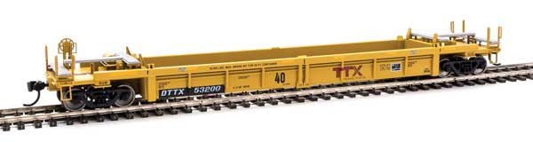 Walthers 910-8417 Thrall Rebuilt 40' Well Car TTX DTTX #53200 (yellow, black, large red TTX Forward Thinking logo, yellow co) HO Scale