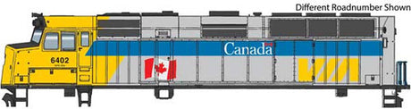 Walthers Mainline 910-19470 EMD F40PH VIA Rail Canada #6427 (Canada Scheme, gray, blue, yellow, with Flag) ESU Sound and DCC HO Scale