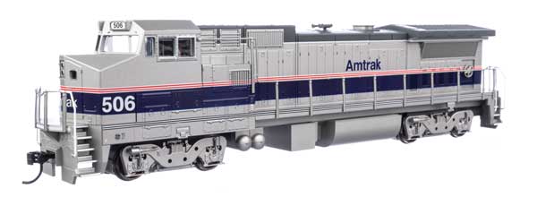 Walthers 19563 GE Dash 8-32BWH - Amtrak #506 - Phase IV (silver, blue stripe, red & white pinstripes) HO Scale