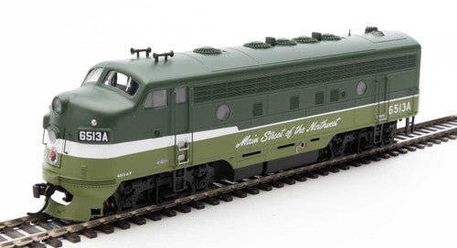 Walthers 19976 EMD F7 A/B - NP - Northern Pacific #6513A, #6513B (two-tone green, white, black) - DCC & Sound HO Scale