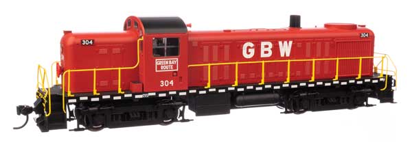 Walthers 20708 Alco RS-2 - GBW Green Bay & Western #304 - Water-cooled stack (red, black, white, yellow) - DCC & Sound HO Scale