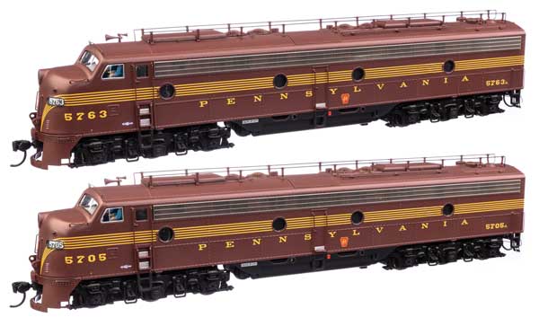 WalthersProto 42900 EMD E8 A-A PRR Pennsylvania Railroad #5705A, 5763A (Class EP-22; Tuscan, Five-Stripe) DCC & Sound HO Scale
