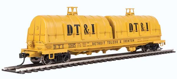 Walthers Proto 920-105247 50' Evan Coil Car - Detroit, Toledo & Ironton #1165 (Glass-Fiber Hoods, yellow, black) HO Scale