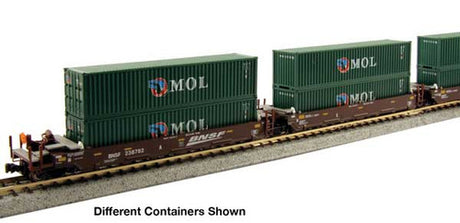 KATO 1066210 Gunderson MAXI-I 5-Unit Container Well Car w/40' Containers - BNSF Railway #238403 (Boxcar Red, Wedge Logo) & China Shipping Containers N Scale