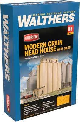 2942 Walthers Modern Grain Head House w/Silos (HO Scale) Cornerstone Part#933-2942