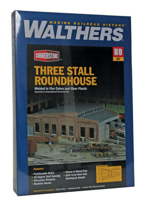 3041 Walthers Three-Stall Roundhouse (Scale=HO) Cornerstone Part#933-3041