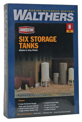 3265 Walthers Storage Tanks  6 Pack (N Scale) Cornerstone Part# 933-3265