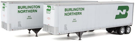 Walthers 949-2510 40' Trailmobile Trailer 2-Pack Burlington Northern (white, Cascade Green, Large BN Logo) - Assembled HO Scale SceneMaster