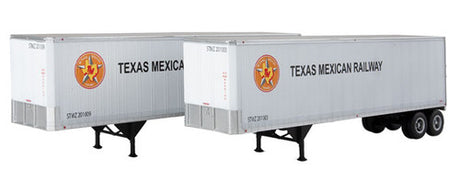 Walthers 949-2516 40' Trailmobile Trailer 2-Pack Texas Mexican Railway (white, black, orange) - Assembled HO Scale SceneMaster