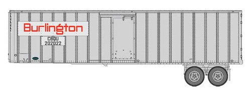 Walthers 949-2600 Flexi-Van 40' Trailer 2-Pack Chicago, Burlington & Quincy (Large Name Placard, Side Doors) - Assembled HO Scale SceneMaster