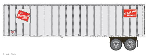 Walthers 949-2603 Flexi-Van 40' Trailer 2-Pack Milwaukee Road #1 (Logo, Flexi-Van Placards; End Doors) - Assembled HO Scale SceneMaster