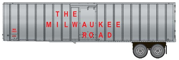 Walthers 949-2604 Flexi-Van 40' Trailer 2-Pack Milwaukee Road #2 (Large Name, Side Doors) - Assembled HO Scale SceneMaster