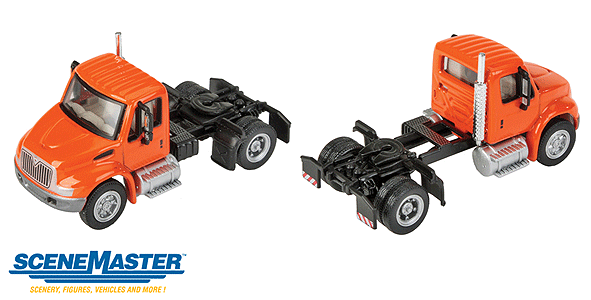 Walthers 949-11133 International 4300 Single-Axle Semi Tractor Only Orange - Assembled HO Scale SceneMaster