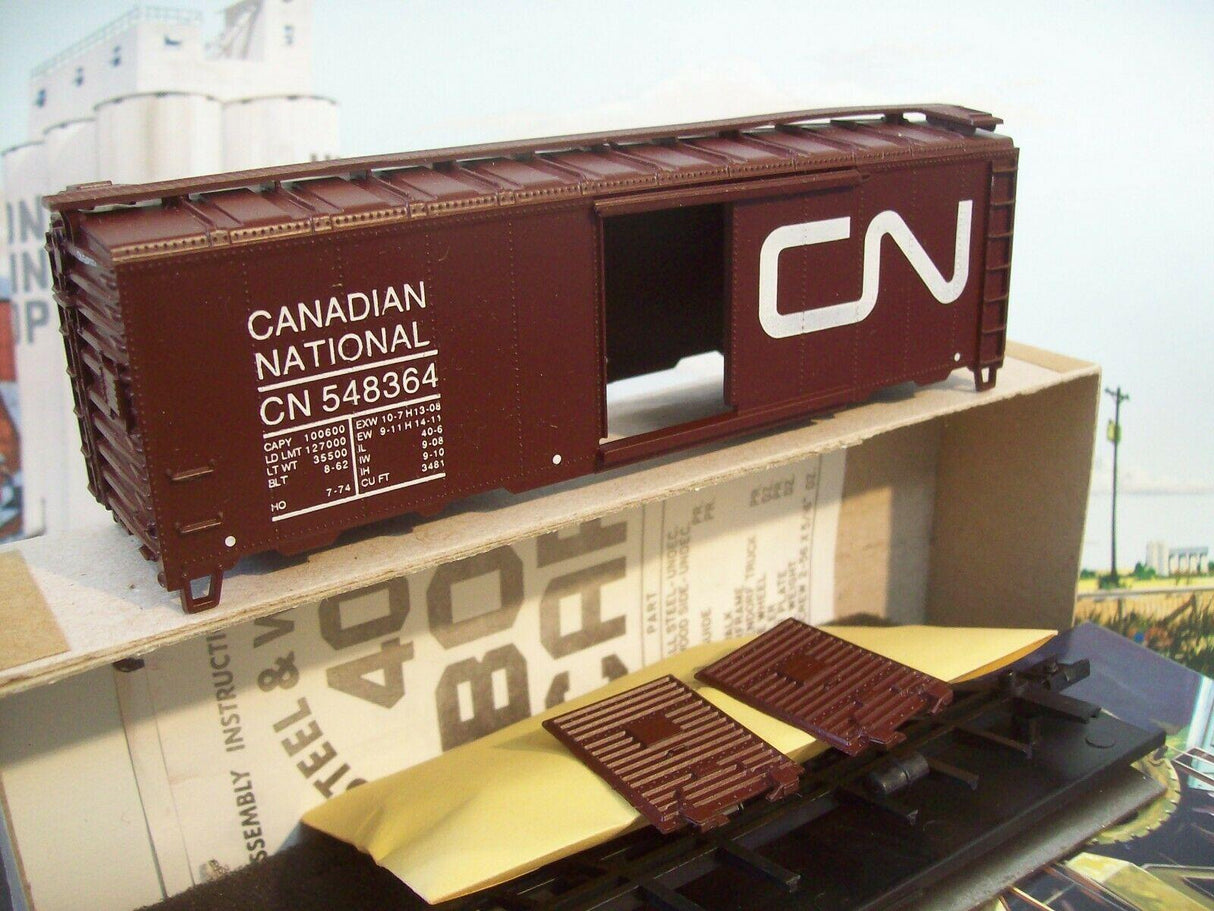 Bev-Bel 1163-1 40' Boxcar (Circ 1970's) CN Canadian National "English/French" #163128 HO Scale