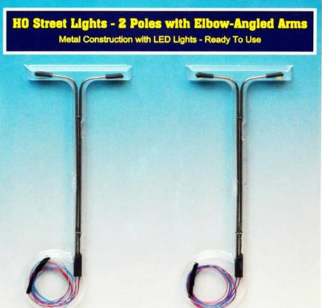 Rock Island Hobby RIH-012100 HO Street Light w 2 vertical poles and 2 elbow arms 012100