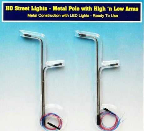 Rock Island Hobby RIH-012103 HO Scale Street Lights 2 vertical poles w high and low arms 012103