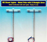 Rock Island Hobby RIH-012104 HO Scale Street Lights with single pole and 2 straight arms 012104