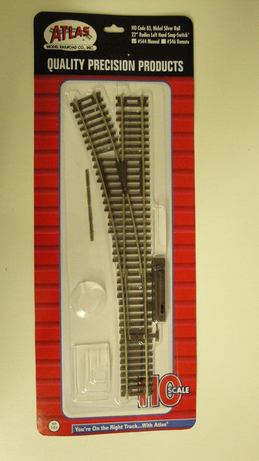 544 Atlas / 22 Radius Snap Switch (R) -Manual --- Left Hand Code 83 (Scale=HO) #150-544