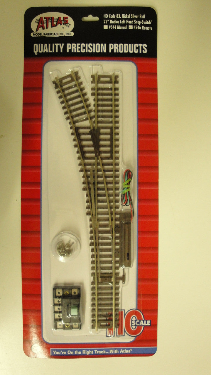 546 Atlas / Remote Snap-Switch 22” Radius - Left Hand Code 83 (Scale=HO) #150-546